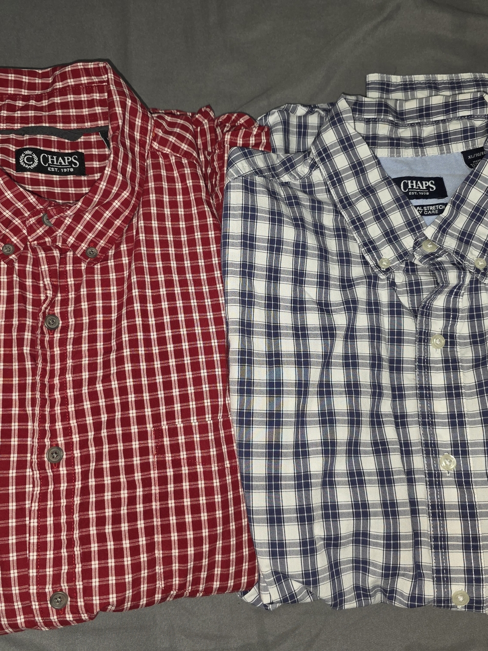Chaps Men’s Red and Blue Plaid Button-Down Shirt Duo